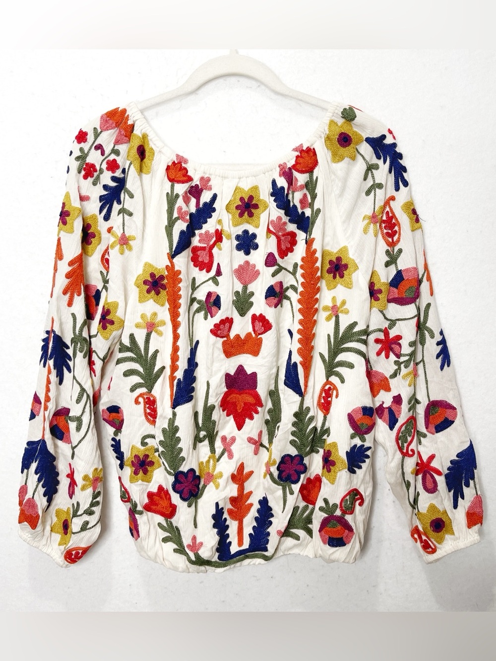 Soft Surroundings Banjara Embroidered Peasant Top Ivory 2AM96 Peasant Boho Flowy - Picture 4 of 7